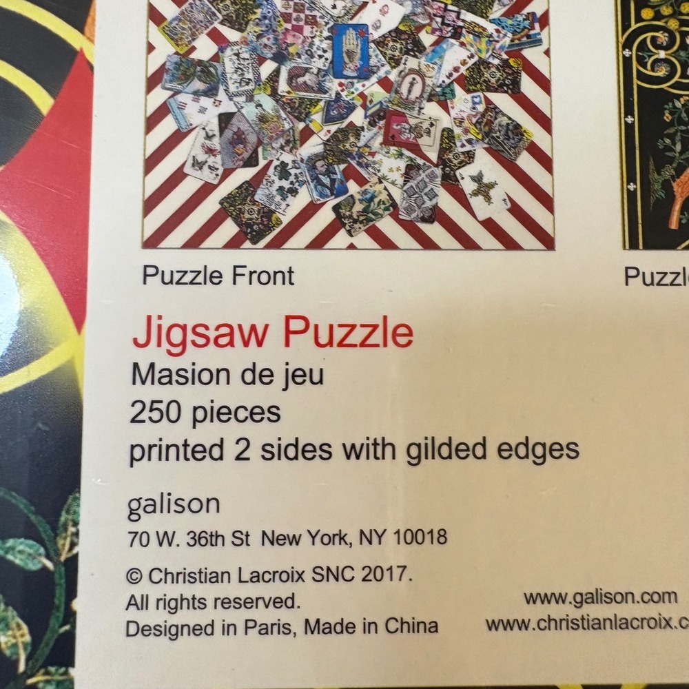 Christian Lacroix Maison de Jeu 250 Piece 2 Sided Gilded Edge Jigsaw Puzzle NEW - Picture 6 of 7